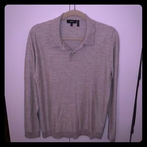 Vince, grey long sleeve collard shirt (2018 fall)